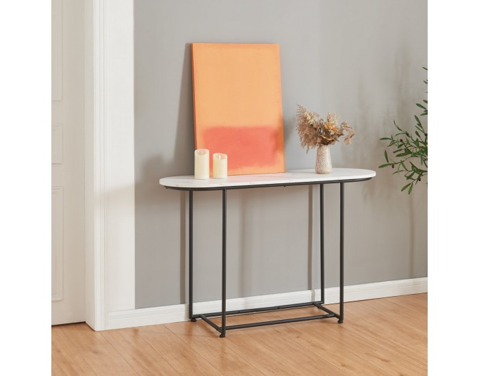 Конзолна маса Nordfron 120x40x75 см мрамор, бял []