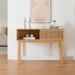 Конзолна маса Ypäjä 110x39x81 cm бамбук [] - Холни маси