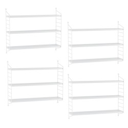 Комплект модулни рафтове за стена Strängnäs от 4 бели [] - Дневна