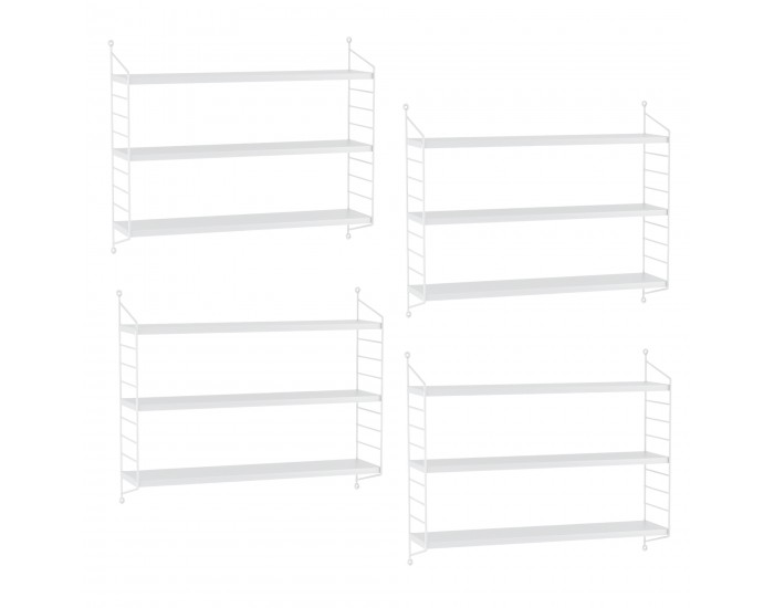 Комплект модулни рафтове за стена Strängnäs от 4 бели []
