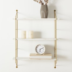 Стенен рафт Ösel мраморен вид, бял [] - Дневна