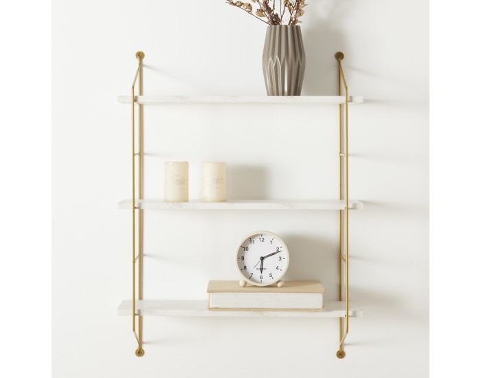 Стенен рафт Ösel мраморен вид, бял []