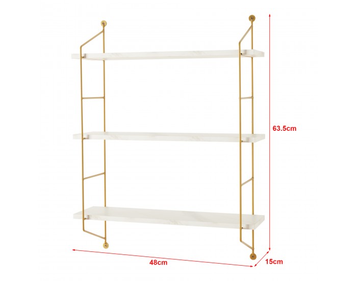 Стенен рафт Ösel мраморен вид, бял []