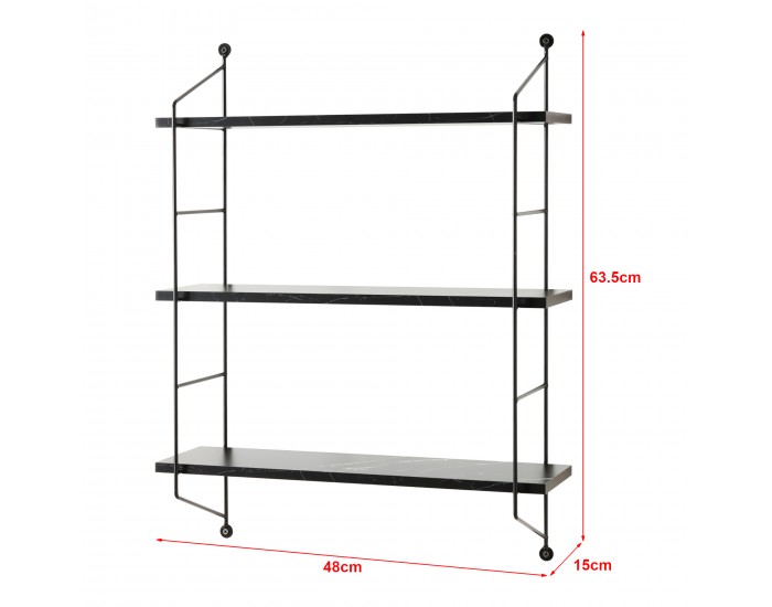 Стенен рафт Ösel мраморен вид, черен []