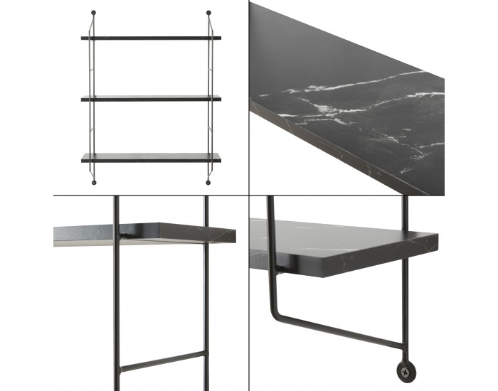 Стенен рафт Ösel мраморен вид, черен []