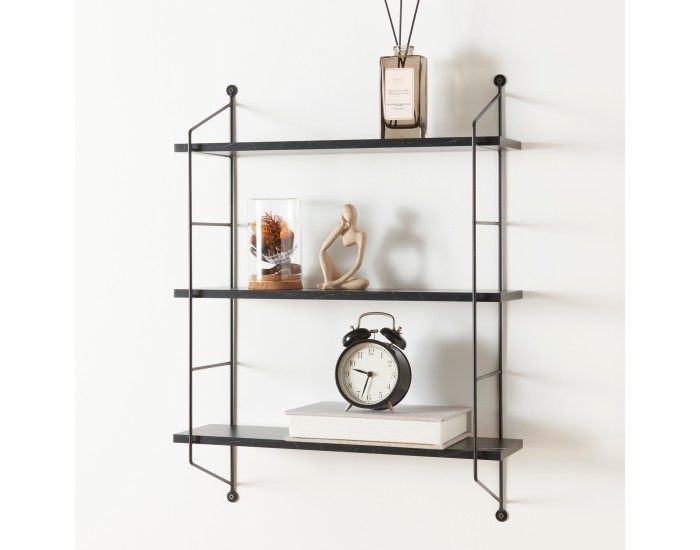 Стенен рафт Ösel мраморен вид, черен []