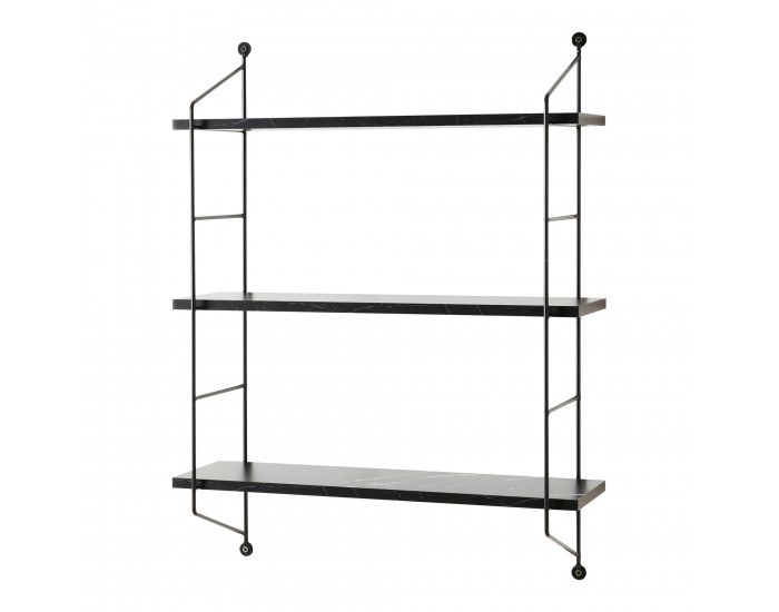 Стенен рафт Ösel мраморен вид, черен []