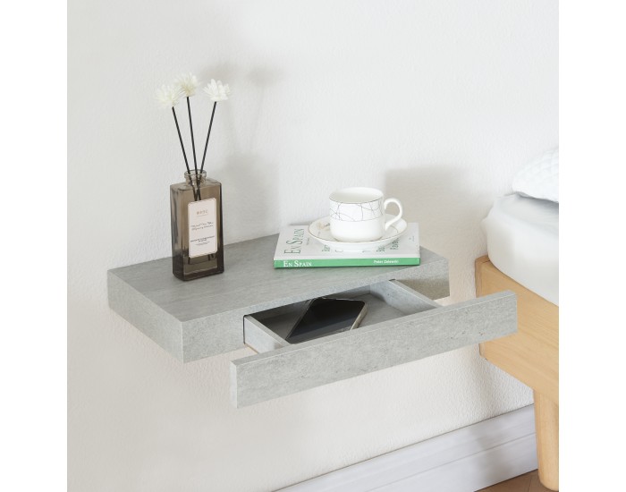 Стенен рафт Hyvinkää с чекмедже в бетонен вид []