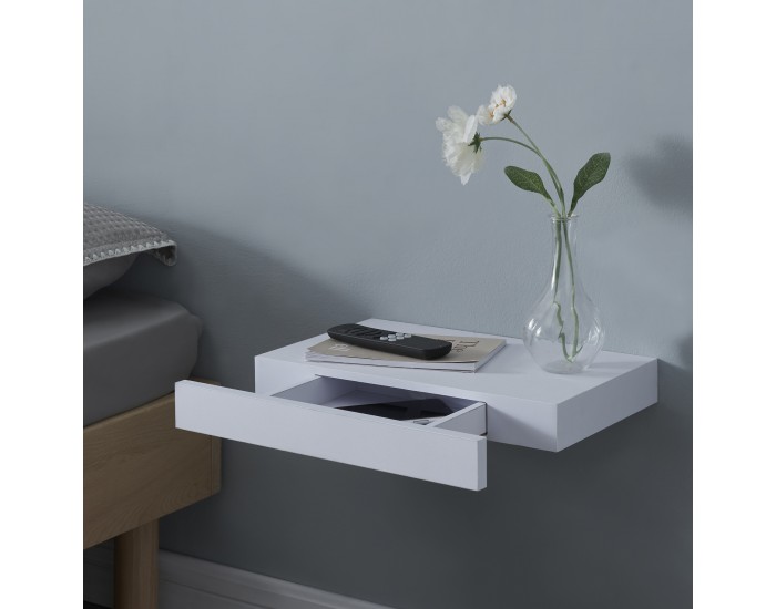 Стенен рафт Hyvinkää с чекмедже бял []