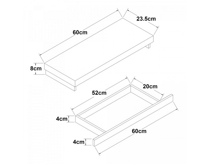Стенен рафт Karkkila с чекмедже в бетонен вид []