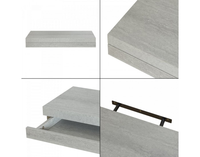 Стенен рафт Karkkila с чекмедже в бетонен вид []