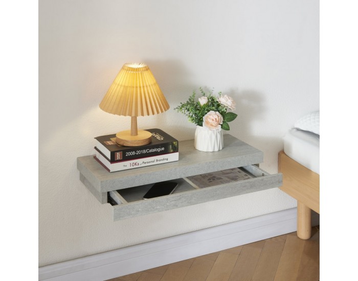 Стенен рафт Karkkila с чекмедже в бетонен вид []