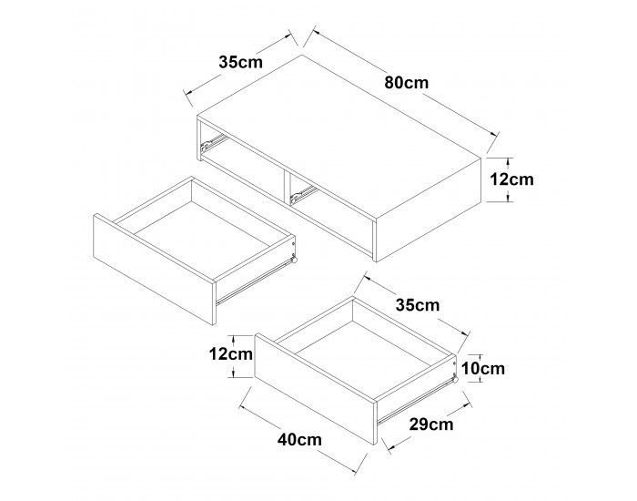 Стенен рафт Karstula с чекмедже във вид на бетон []