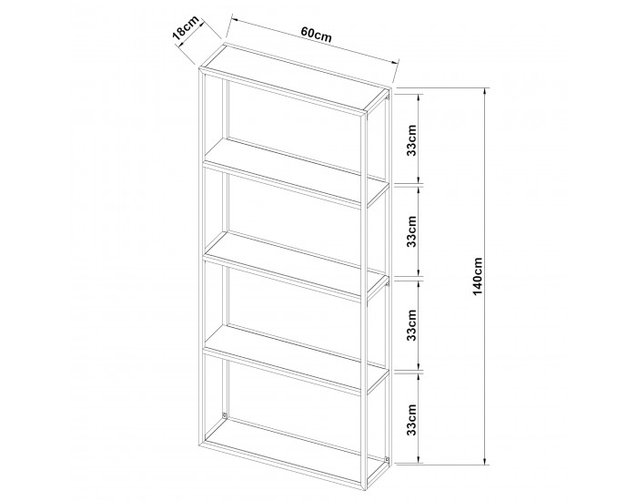 Стенен рафт Jämijärvi с 4 рафта, черен, мат []