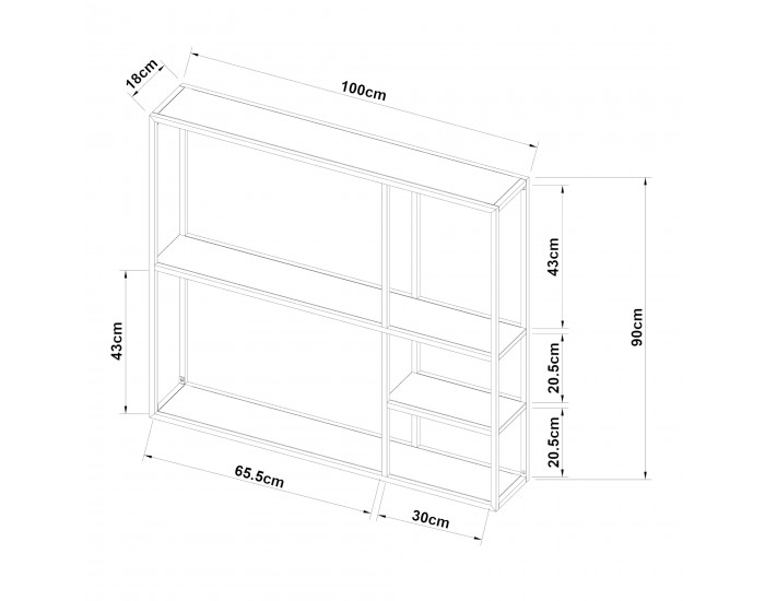 Стенен рафт Jämijärvi с 5 рафта, черен, мат []