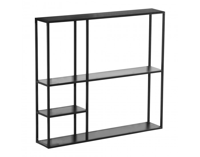 Стенен рафт Jämijärvi с 5 рафта, черен, мат []