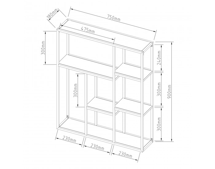Стенен рафт Jämijärvi със 7 рафта, черен, мат []