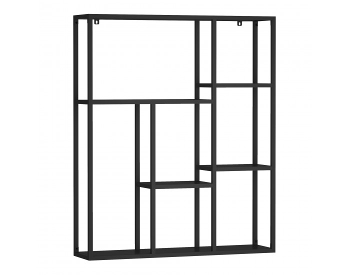 Стенен рафт Jämijärvi със 7 рафта, черен, мат []