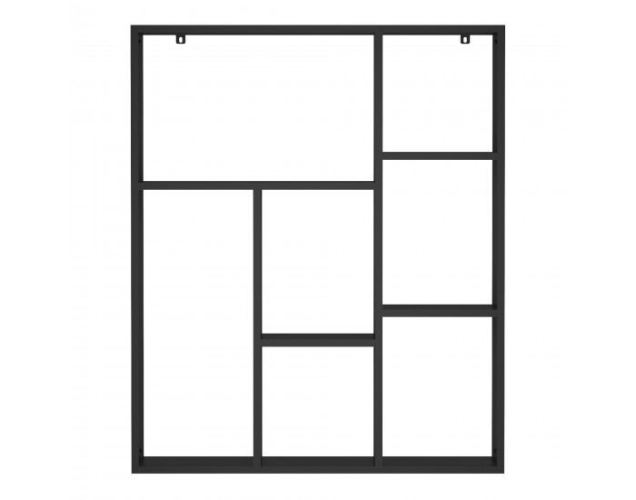 Стенен рафт Jämijärvi със 7 рафта, черен, мат []