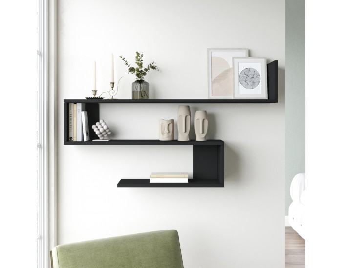 Стенен рафт Kitee 120 x 14,5 x 71,5 cm черен []