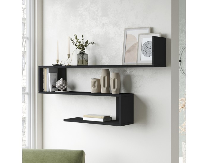 Стенен рафт Kitee 120 x 14,5 x 71,5 cm черен []