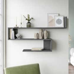 Стенен рафт Kitee 120 x 14,5 x 71,5 см бетонен вид [] - Sonata G