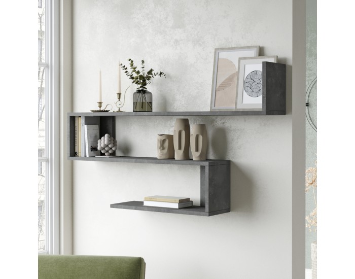 Стенен рафт Kitee 120 x 14,5 x 71,5 см бетонен вид []