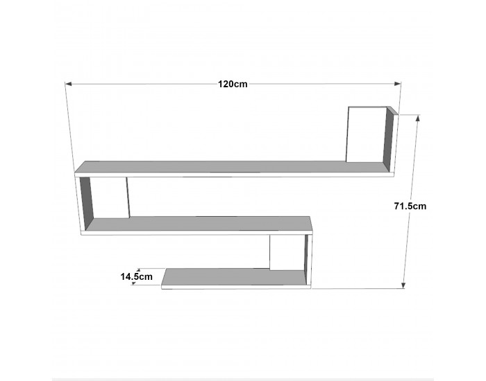 Стенен рафт Kitee 120 x 14,5 x 71,5 см бетонен вид []