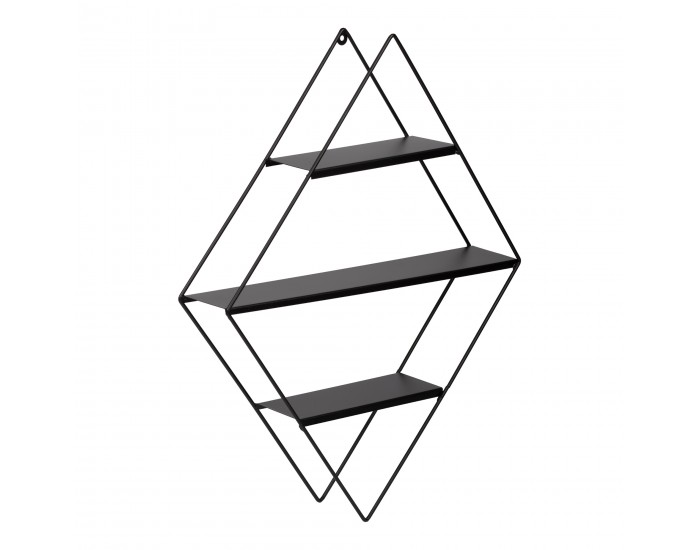 Стенен рафт Polvijärvi 50x9x66 cm с форма на диамант черен []