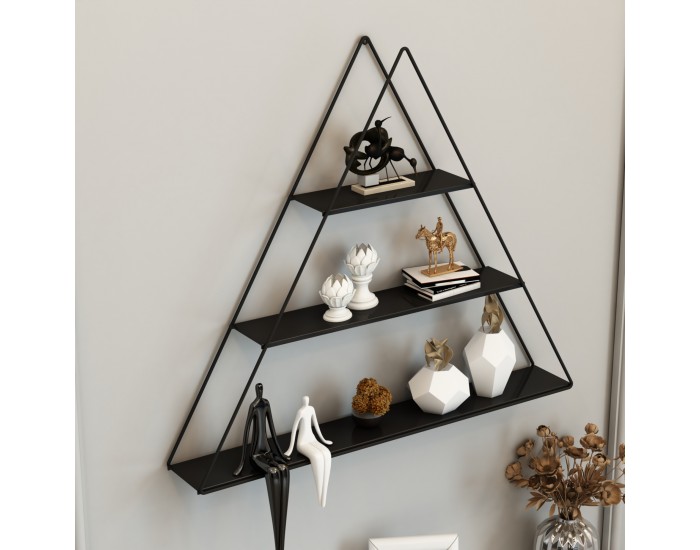 Стенен рафт Polvijärvi 70x9x59 см пирамидална черна []