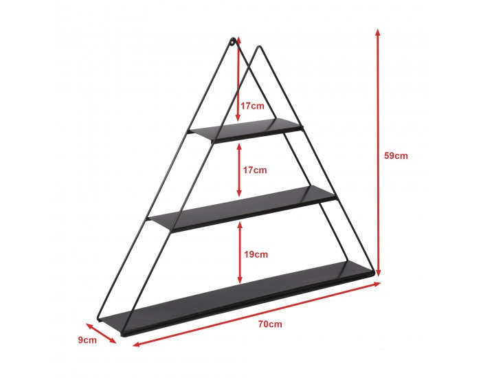 Стенен рафт Polvijärvi 70x9x59 см пирамидална черна []