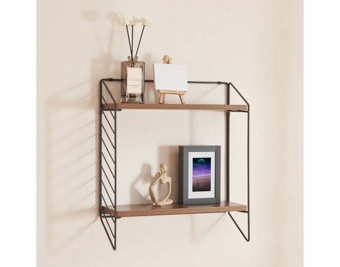 Стенен рафт Bømlo черен / вид на орех []