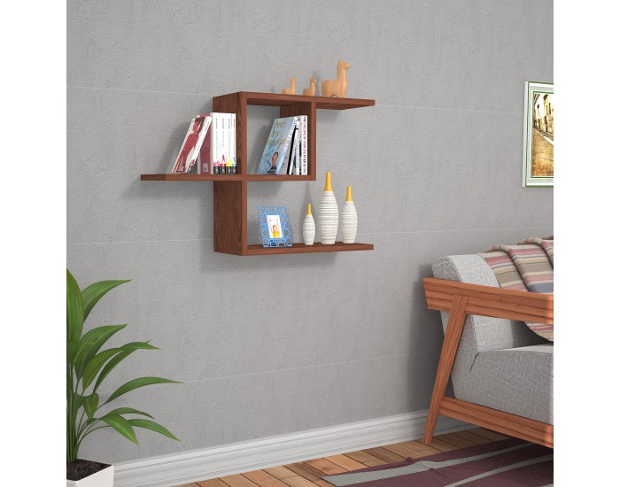 Стенен рафт Hadsel 75x22x50 см цвят венге []