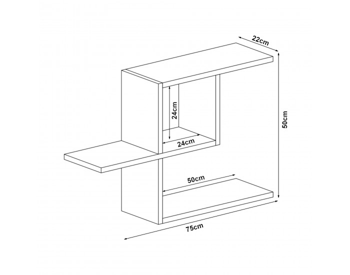 Стенен рафт Hadsel 75x22x50 см цвят венге []