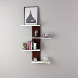 Стенен рафт Hammerfest 78x17x10 см венге / бял [] - Sonata G