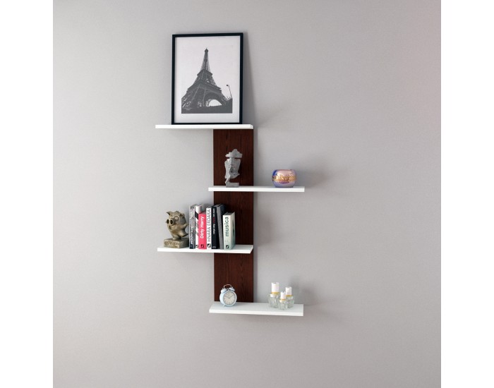 Стенен рафт Hammerfest 78x17x10 см венге / бял []