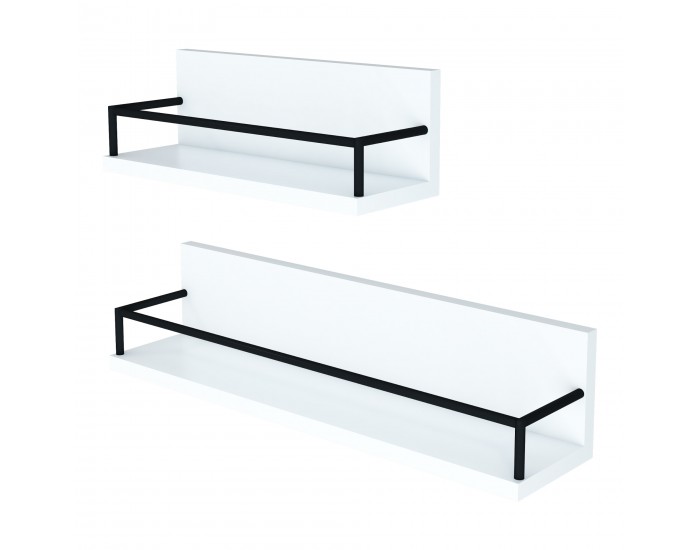 Стенен рафт Grue комплект от 2 бели/черни []
