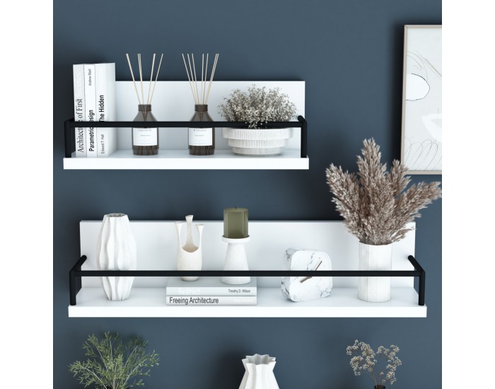 Стенен рафт Grue комплект от 2 бели/черни []