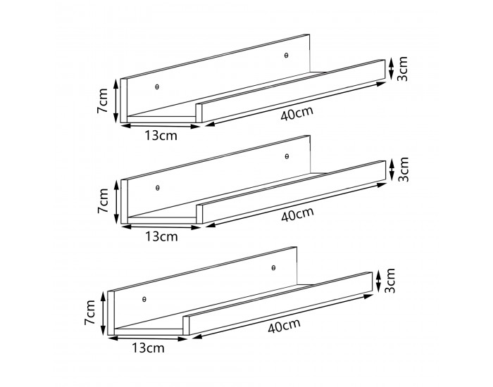 Комплект стенен рафт Gildeskål комплект от 3 40x13x7 см бамбук []