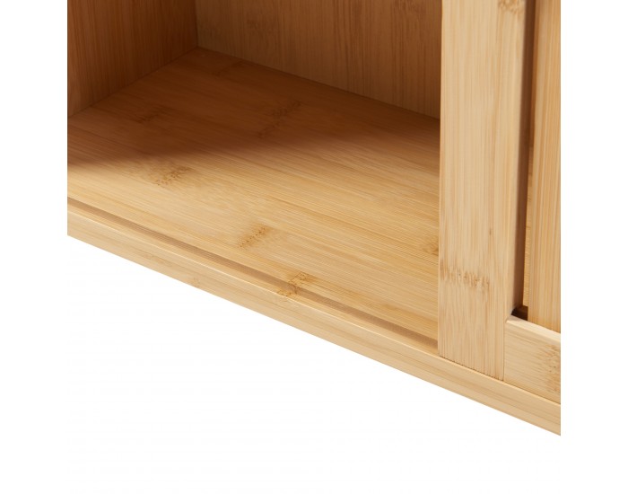 Стенен рафт Grums с две плъзгащи се врати 92,5x20x33см бамбук []