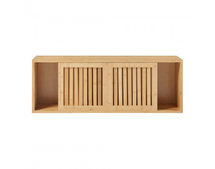Стенен рафт Grums с две плъзгащи се врати 92,5x20x33см бамбук []