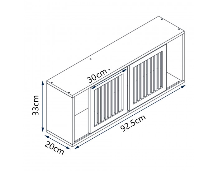 Стенен рафт Grums с две плъзгащи се врати 92,5x20x33см бамбук []