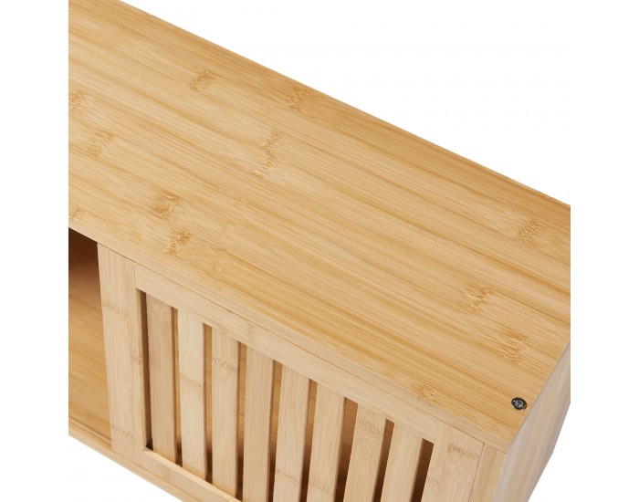 Стенен рафт Grums с две плъзгащи се врати 92,5x20x33см бамбук []
