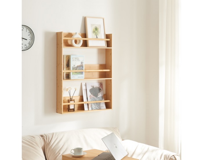 Стенен рафт Hareid 80x60x12см бамбук []