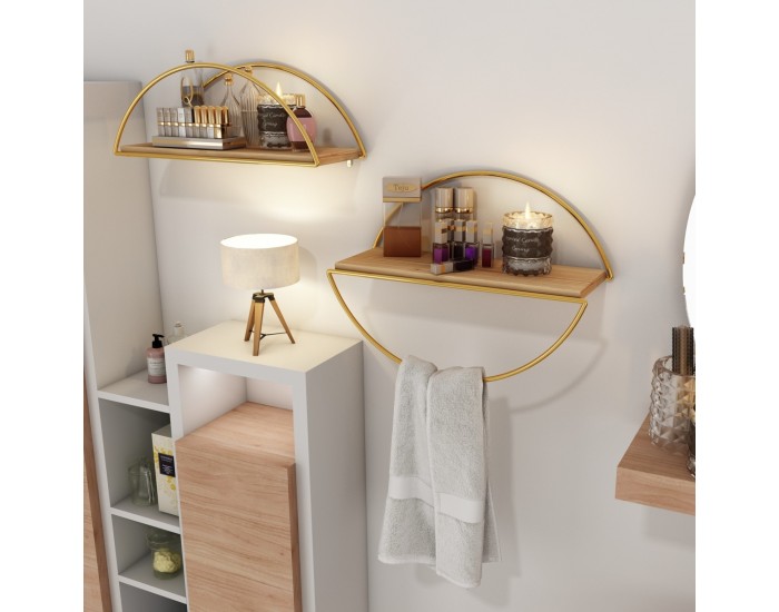 Стенен рафт Mynämäki 39x16x17 см златен цвят []