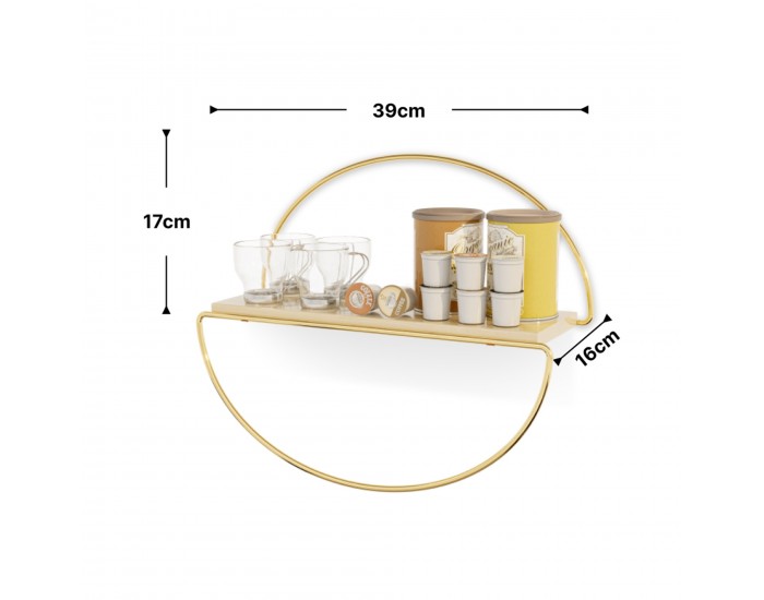 Стенен рафт Mynämäki 39x16x17 см златен цвят []
