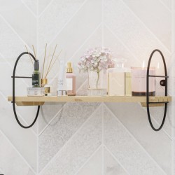 Стенен рафт Oulu метална рамка 40x16x20cm черен/натурален [] - Дневна