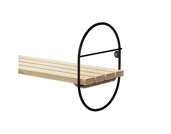 Стенен рафт Oulu метална рамка 40x16x20cm черен/натурален []