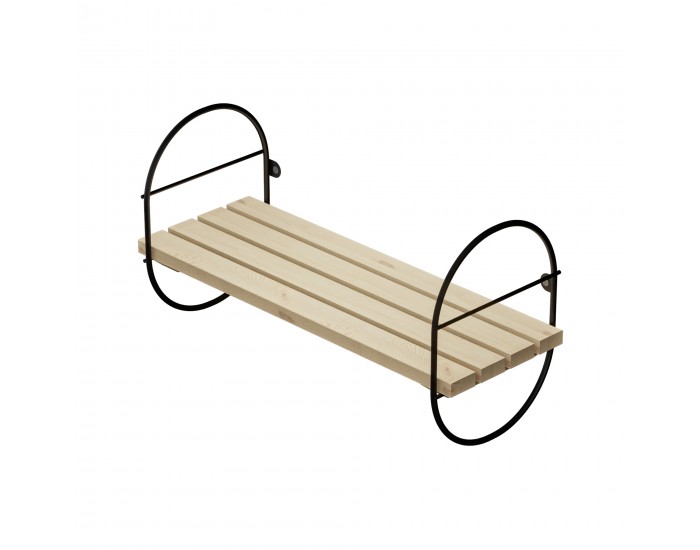 Стенен рафт Oulu метална рамка 40x16x20cm черен/натурален []