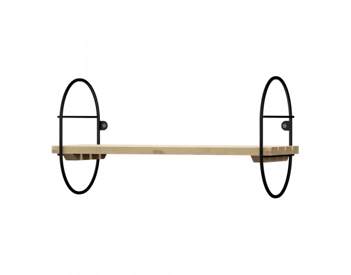 Стенен рафт Oulu метална рамка 40x16x20cm черен/натурален []